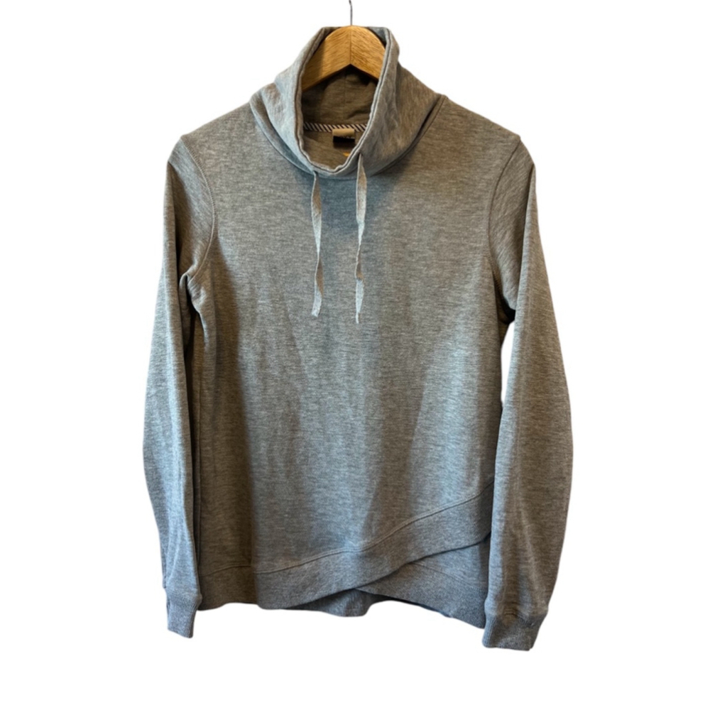 ROXY Grey Funnel Neck Long Sleeve Cropped Front Pullover Casual Sweatshirt XS